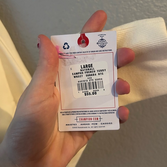 Champion Crewneck Sweatshirt Cream Natural L NWT | Colorful Flower Logo - Picture 5 of 8